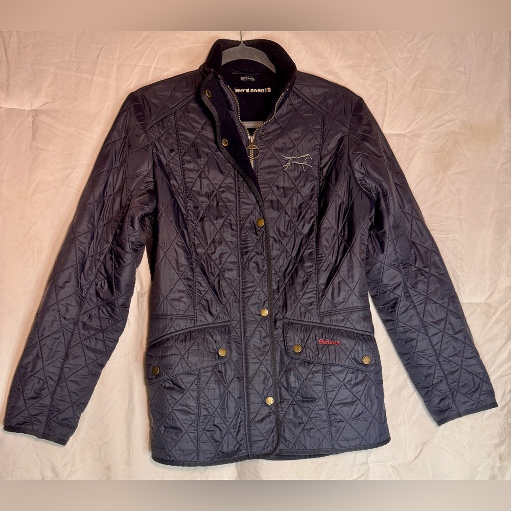 Barbour Cavalry Quilted Jacket: Size 10 US: Navy (65) With collar, “Stonestreet”